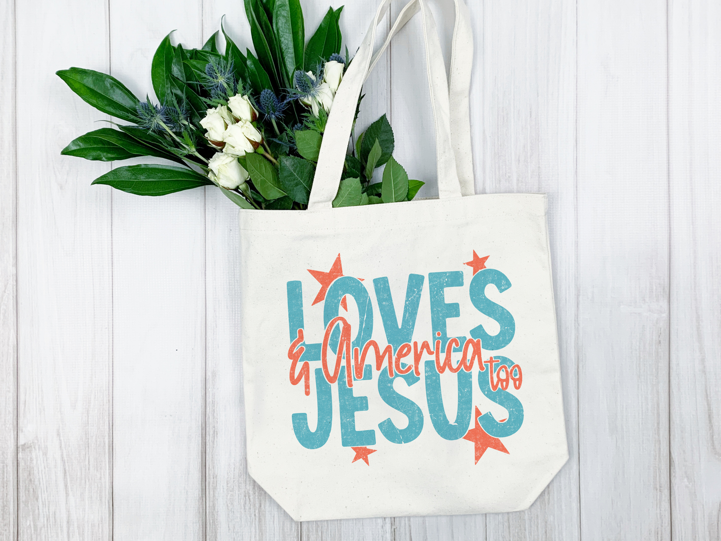 Loves Jesus & America Too Tote