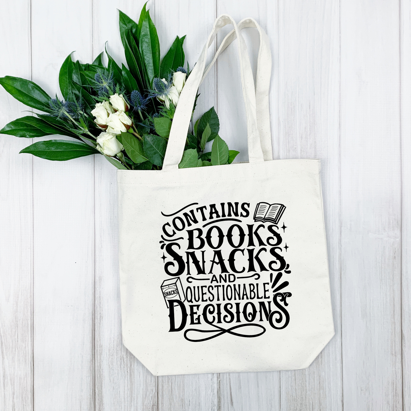 Contains Books, Snacks And Tote