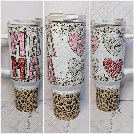 30oz custom glitter leopard