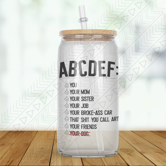 Abcdef Glass Can