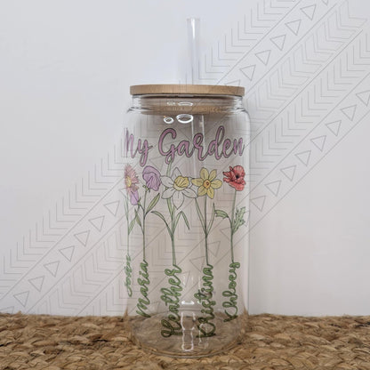 Birth Flower Garden Custom Glass Can glass can