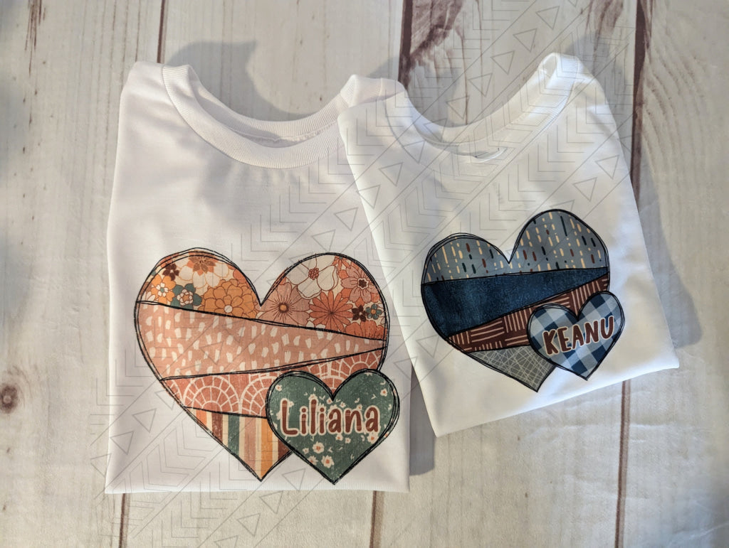 Boho Heart Name T-Shirt Kids Shirts