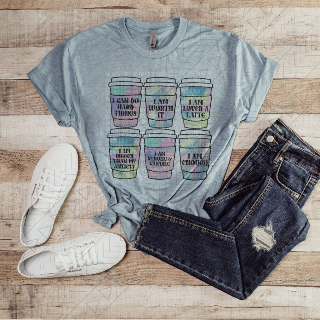 Coffee Cup Affirmations Tee Shirts & Tops