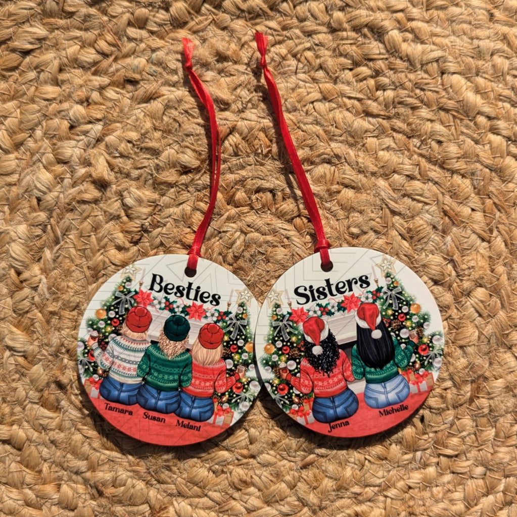 Custom Bestie/Sister Ornament Ornaments