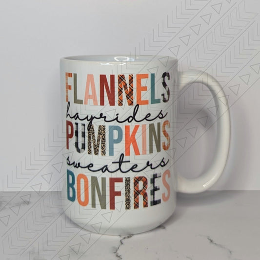 Flannels Hayrides Pumpkins Mug