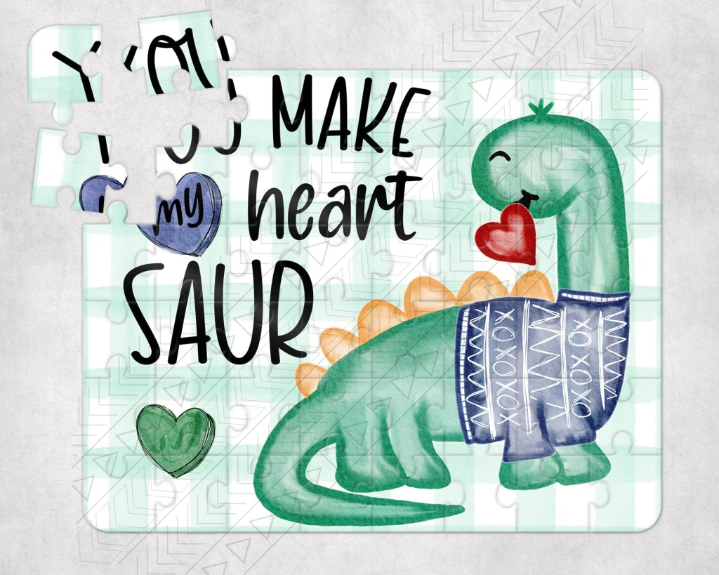 Heart Saur Puzzle Green / Lg Piece Rectangle