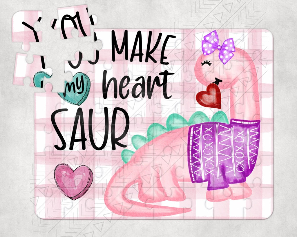 Heart Saur Puzzle Pink / Lg Piece Rectangle