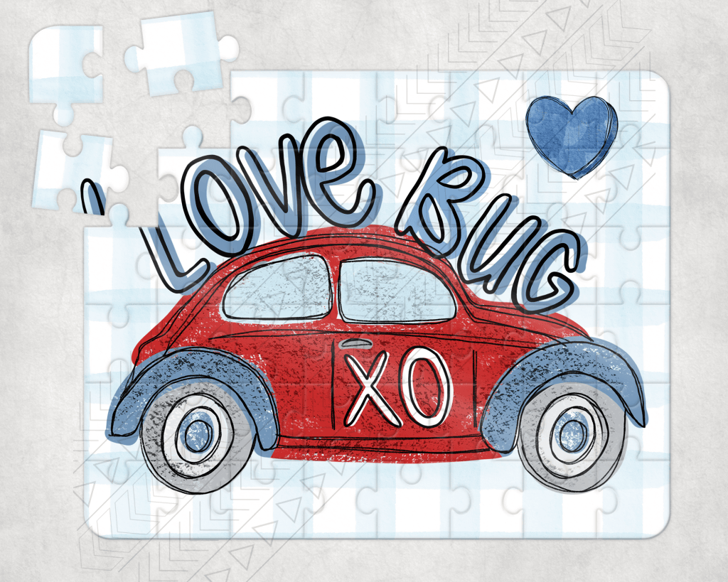 Love Bug Puzzle Blue / Sm Piece Rectangle