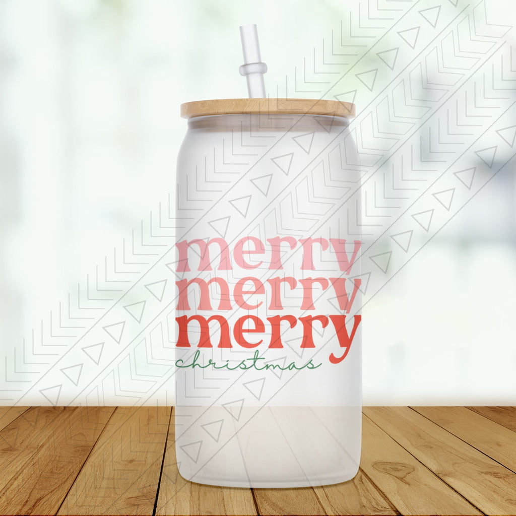 Merry Christmas Glass Can