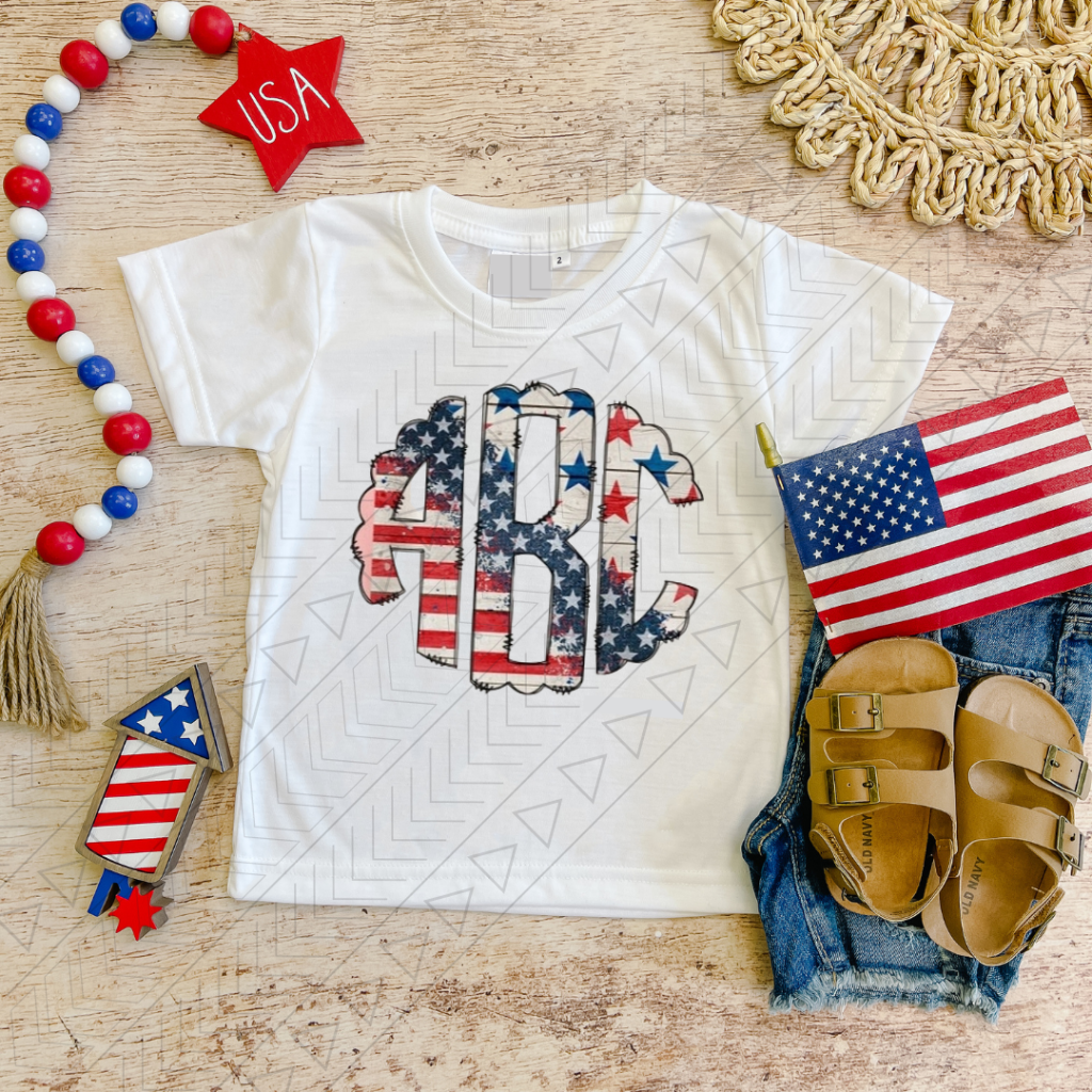 Monogram 4Th Of July Tee Kids Shirts