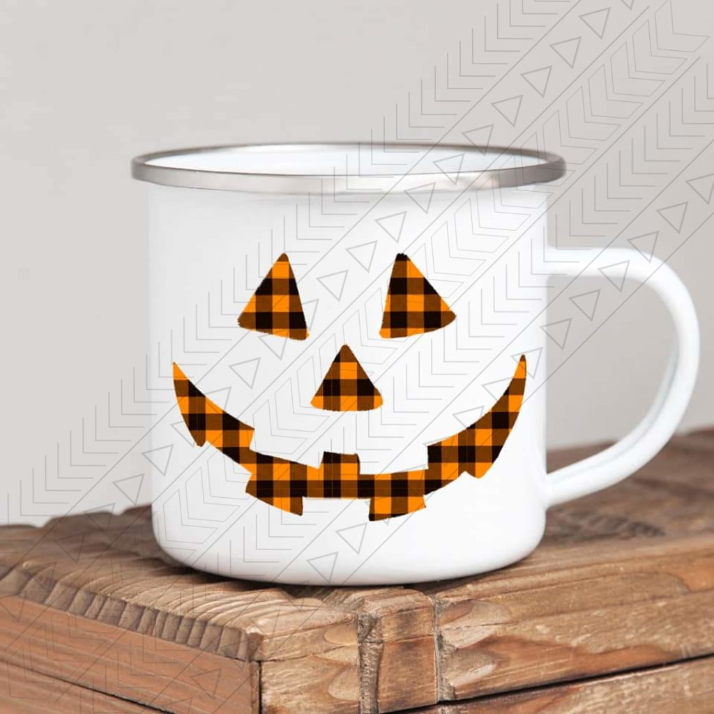 Plaid Jack-O-Lantern Enamel Mug Mug