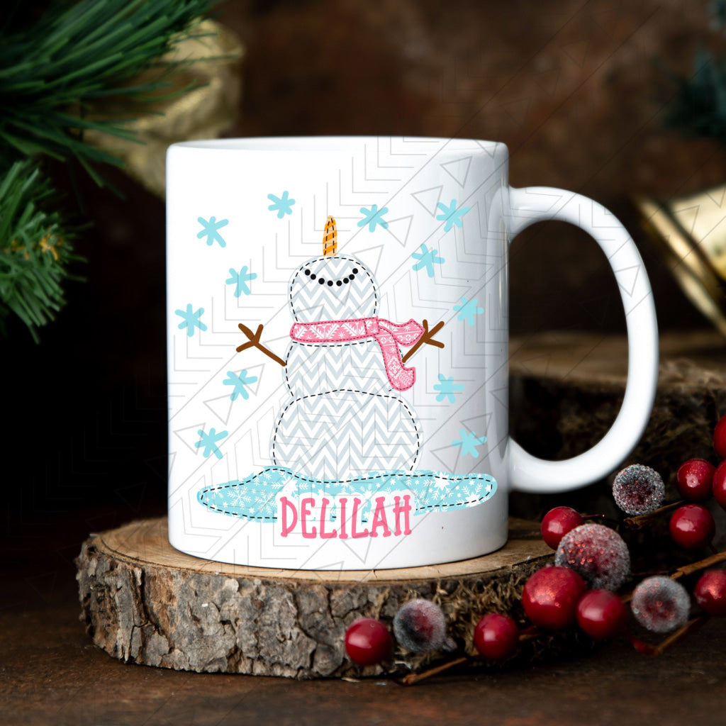 Snow Man Personalized Ceramic Mug 11Oz / Green Mug