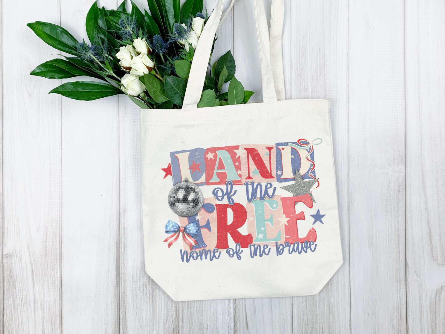 Land Of The Free Flag Home Of The Brave Tote